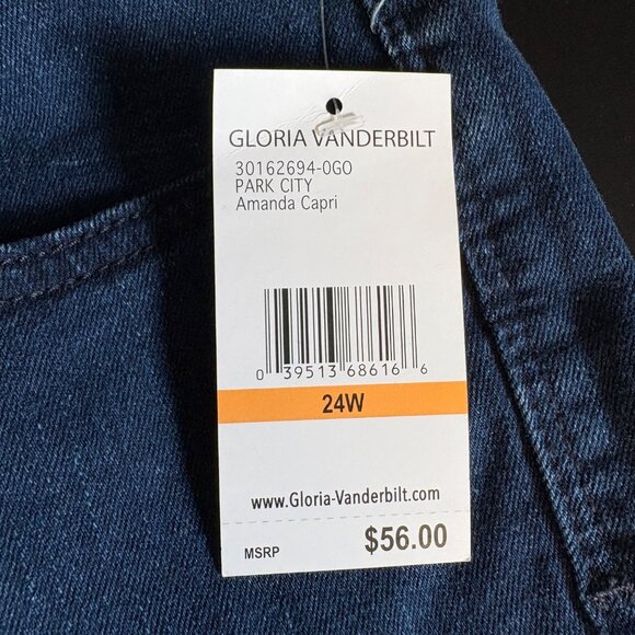 Gloria Vanderbilt Amanda Capri Jeans Womens Sz 24W Flex Stretch Slimming NEW - Picture 7 of 10